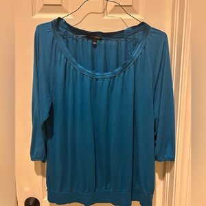 Banana Republic blue mixed media top XL